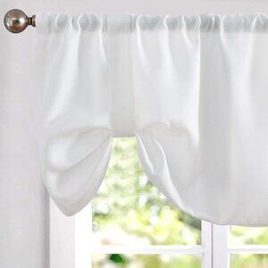 NEW TIE UP VALANCE LINEN ROD POCKET WINDOW CURTAINS 1 PANEL